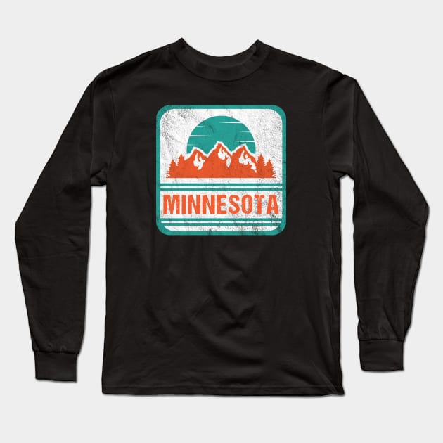 Retro Vintage Minnesota USA Mountain Gift for Men Long Sleeve T-Shirt by JKFDesigns